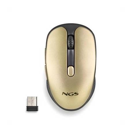 NGS Raton Inalambrico Recargable Silencioso Dorado