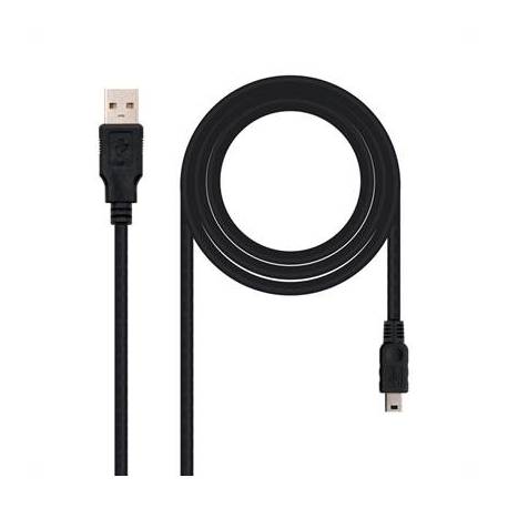Nanocable Cable USB 2.0, A/M-Mini B/M, negro, 0.5m