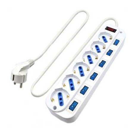 EWENT EW3932-5m Regleta 6 Tomas / 6 interruptor 5m