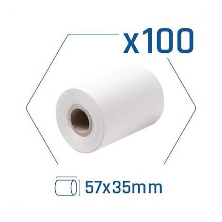 Pack 100 rollos papel térmico datáfono 57x35 mm