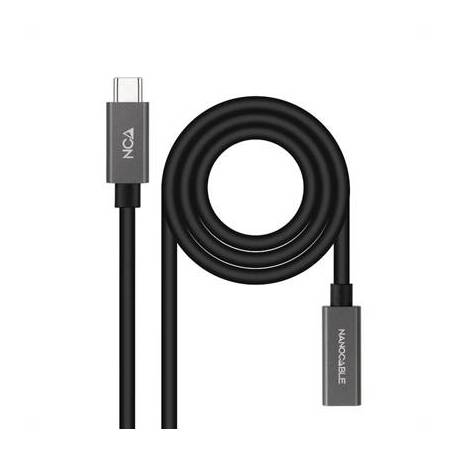 Nanocable Cable USB 3.2 Gen2 USB-C M/H 1 M Negro