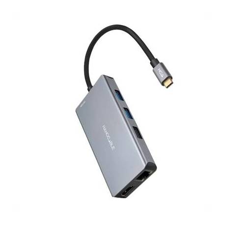 Nanocable Hub USB-C 3xUSB-A+2xHDMI+RJ45+TF+SD+PD