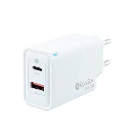 Coolbox Cargador Pared GAN 45W USB-C/USB-A
