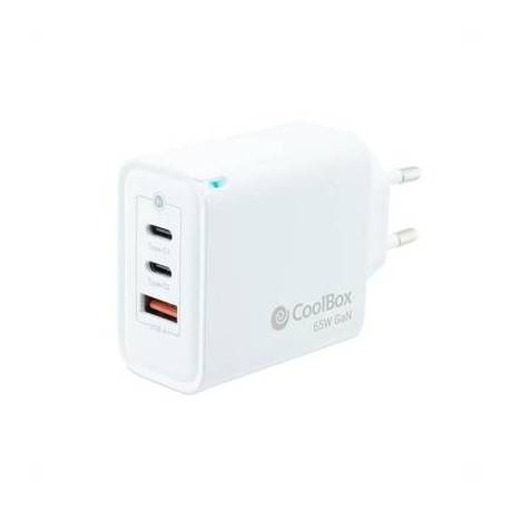 Coolbox Cargador Pared GAN 65W USB-C/USB-C/USB-A