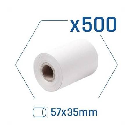 Pack 500 rollos papel térmico datáfono 57x35 mm