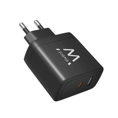 Ewent Cargador Rapido USB-A Y USB-C, GanFast, 65W