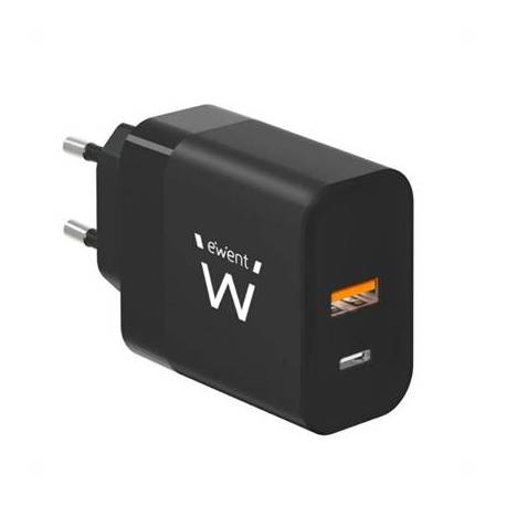 Ewent Cargador Rapido USB-A Y USB-C GanFast 45W