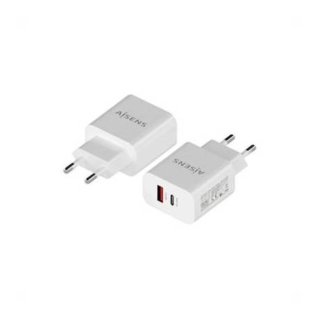 Aisens Cargador 20W USB-C PD3.0 USB-A QC3.0 Blanco