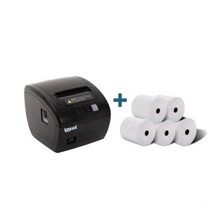 iggual Kit impresora térmica TP7001 + 5 rollos