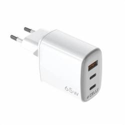 Celly Cargador Gan 1Usb 2Usb-C 65w WH