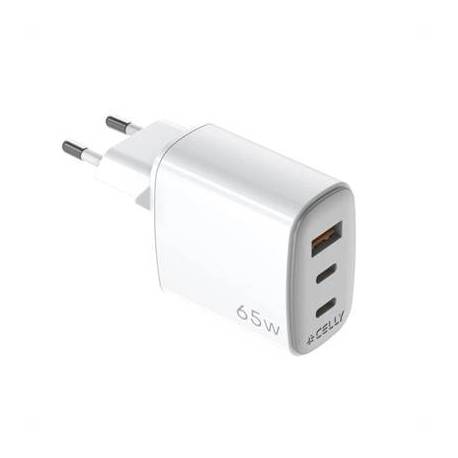 Celly Cargador Gan 1Usb 2Usb-C 65w WH