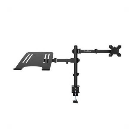 COOLBOX Soporte Monitor+Portátil Monobrazo Acero