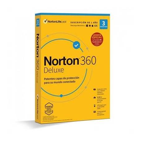 NORTON 360 Deluxe 25GB ES 1us 3 dispositivos 1A