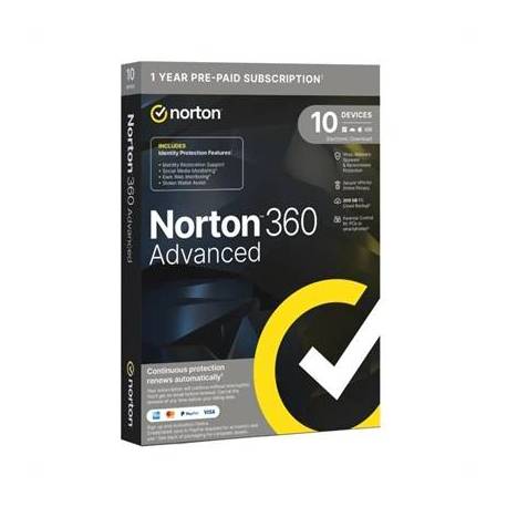 NORTON 360 Advance 200GB ES 1us 10 dispositivos 1A