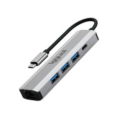 iggual Hub tipo C 5 puertos 3xUSB + RJ45 + tipo C